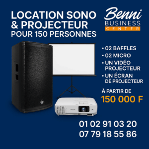 Location de sonorisation Abidjan : sono complète avec enceintes Elokance, micros sans fil, écran de vidéoprojecteur pour événements professionnels et privés.